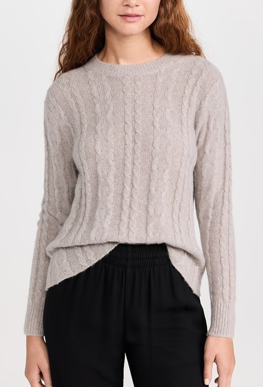 James Perse Cashmere Mid Gauge Crew Cable Sweater Size 2 A011141